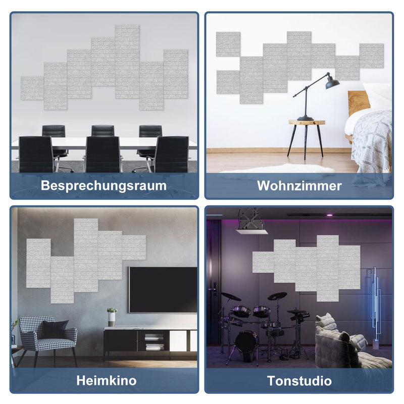 Sonnewelt Akustikplatten Wandpaneele Selbstklebend 12/18 Stück Quadratisch Kacheln