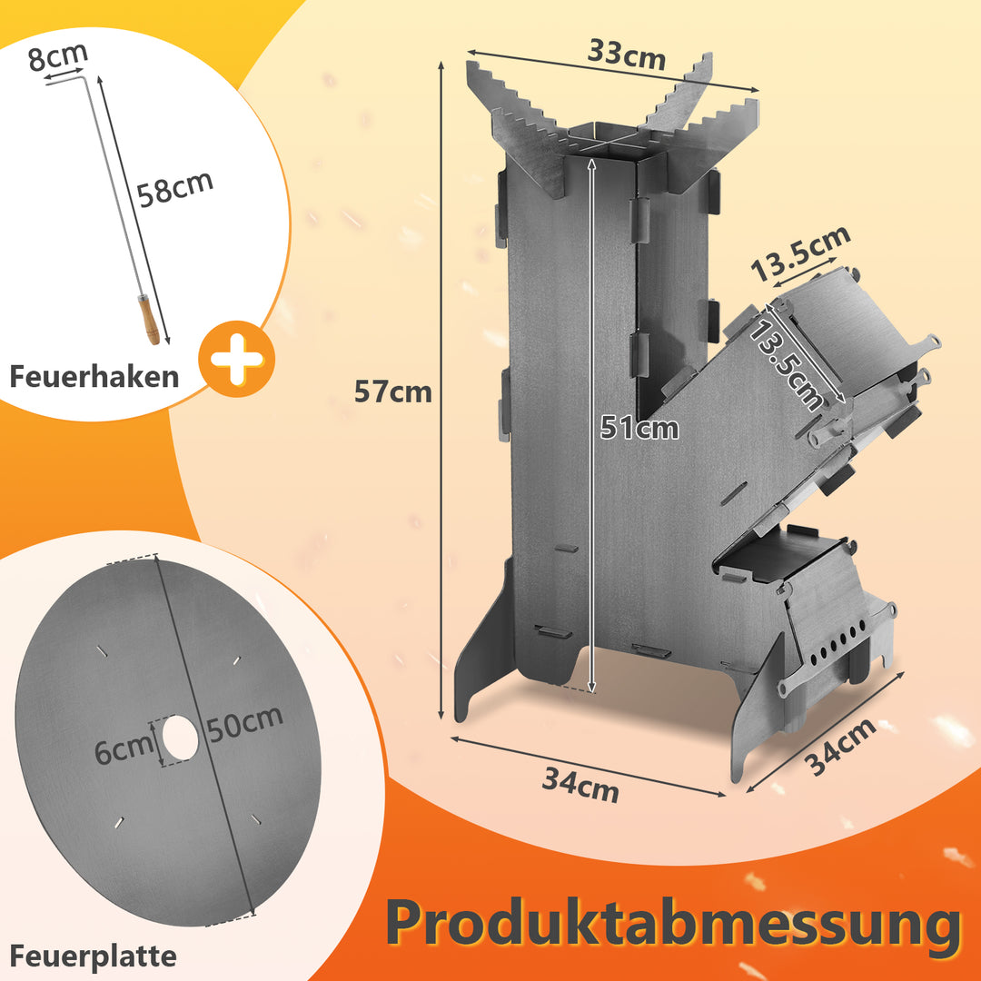 Sonnewelt Raketenofen  Fire Gusseisen Stove Grillplatte