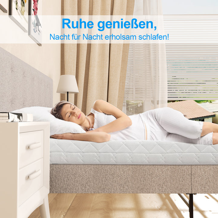Sonnewelt upholstered bed frame with headboard soft fabric