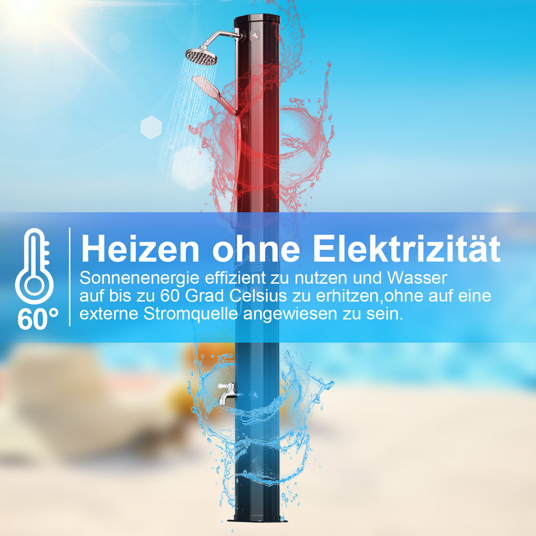 Sonnewelt Solar Shower 40L Solar Shower Garden Shower Incl. Protective Cover and Hand Shower