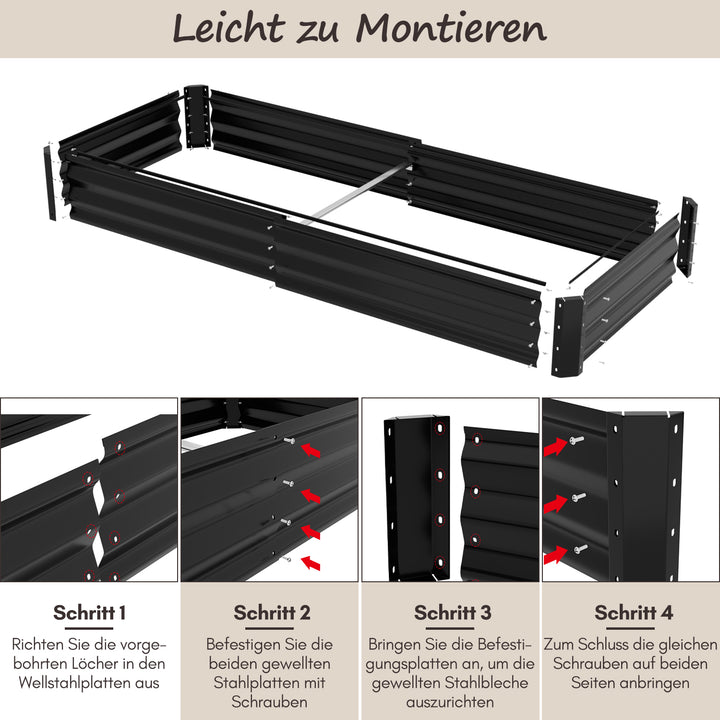 Sonnewelt Metall Hochbeete Hochbeete-Kit mit Stützstangen für Garten