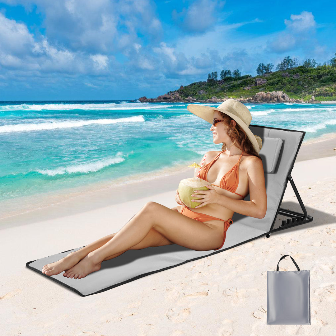 Sonnewelt Beach Loungers Portable Beach Mat with Adjustable 5-Level Height