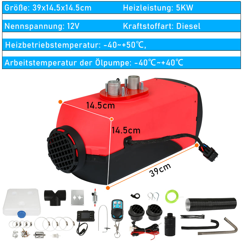 Sonnewelt 5KW 12V Diesel Standheizung Luftheizung