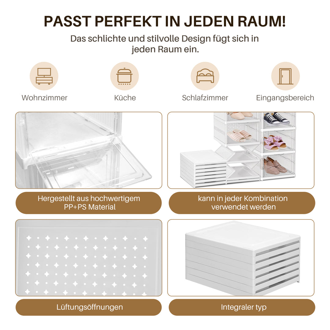 Sonnewelt 6 Ebenen Schuhboxen Aufbewahrungsbox Stapelbar