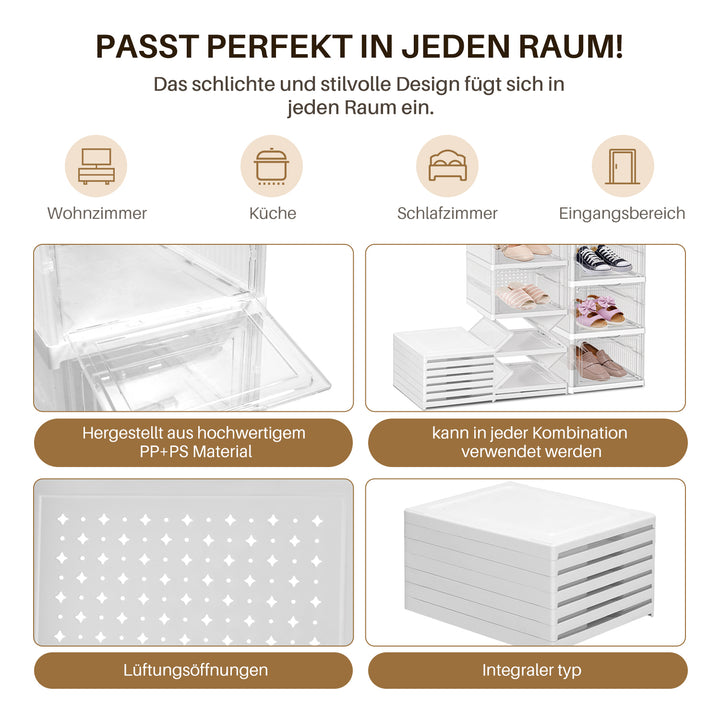 Sonnewelt 6 Ebenen Schuhboxen Aufbewahrungsbox Stapelbar