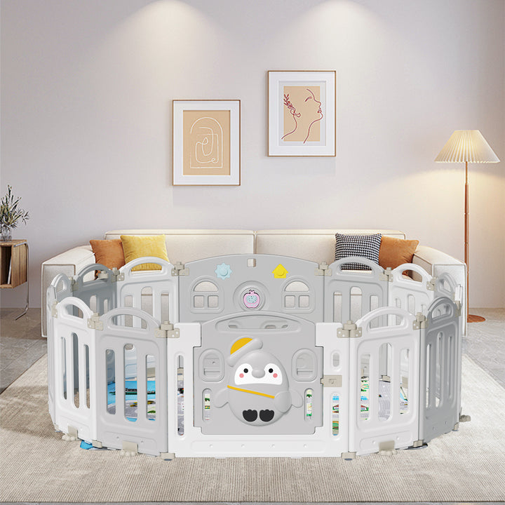 Sonnewelt Laufstall baby Faltbares mit Kriechmatte und Geschichtenbox