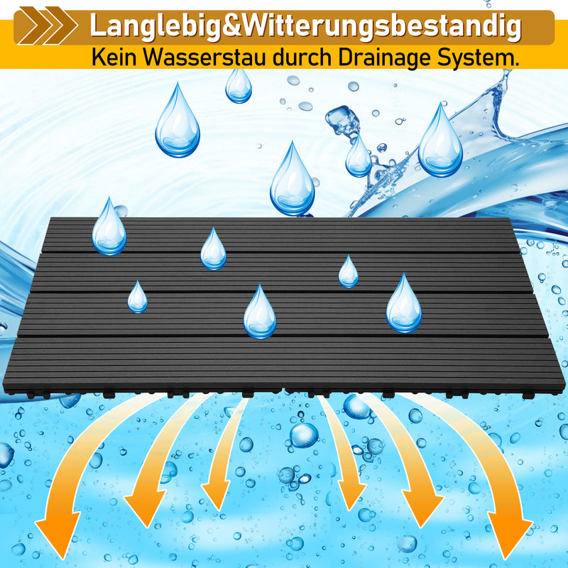 Sonnewelt WPC Terrassenfliesen 30x60cm 6er Set in Holzoptik
