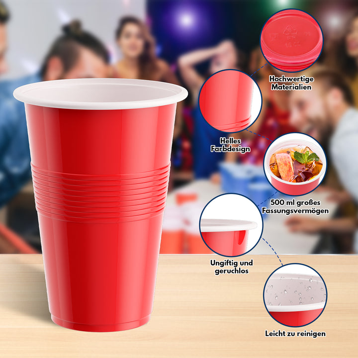 Sonnewelt Pong-Becher-Set 100 Partybecher und 10 Bälle