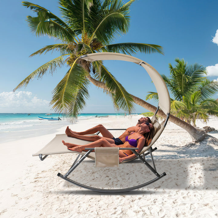 Sonnewelt Doppelliege Sonnenliege mit Sonnendach Outdoor