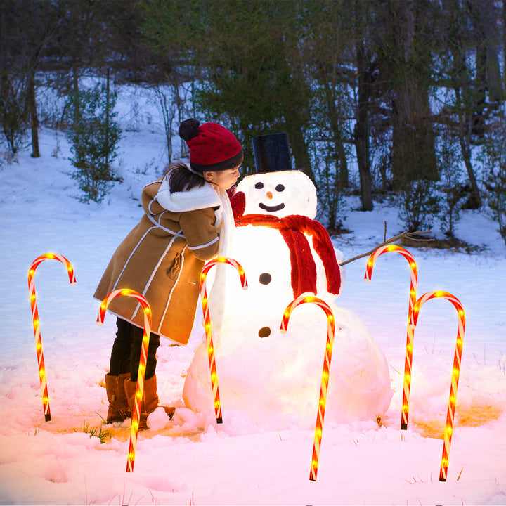 Sonnewelt 4x LED Zuckerstangen Weihnachtsdeko Außenleuchte