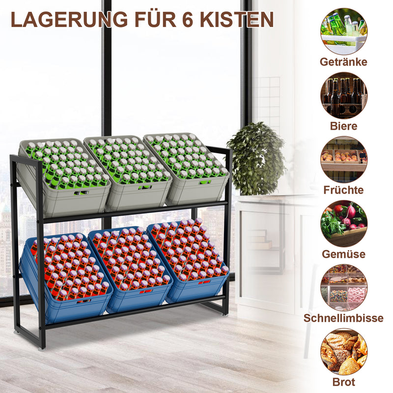 Sonnewelt Getränkekistenregal für 6 Kästen 105*85*32CM