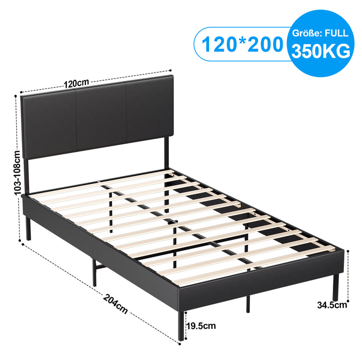 Sonnewelt upholstered bed frame with leather headboard