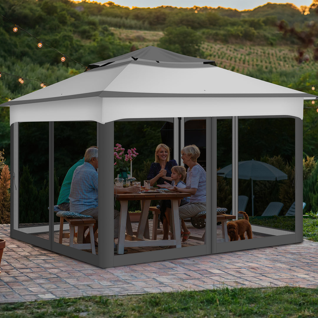 Sonnewelt Pavillon Gartenhütte Faltbares mit Doppeldach 3,3x3,3m