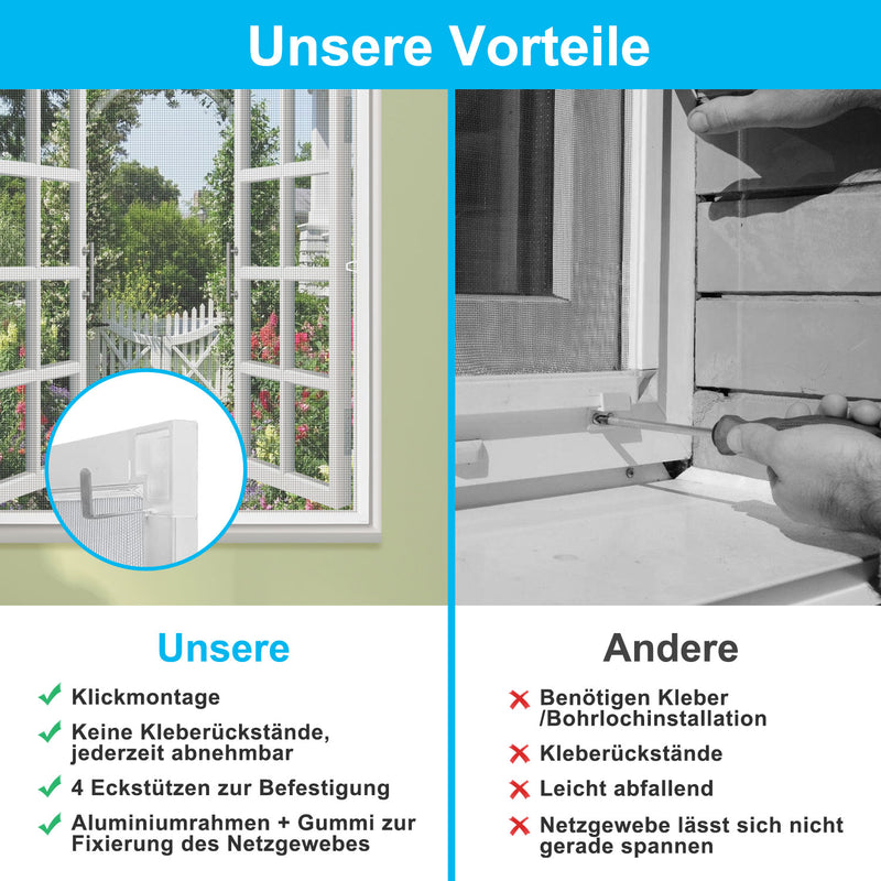 Sonnewelt Fliegengitter Fenster Insektenschutz Weiß