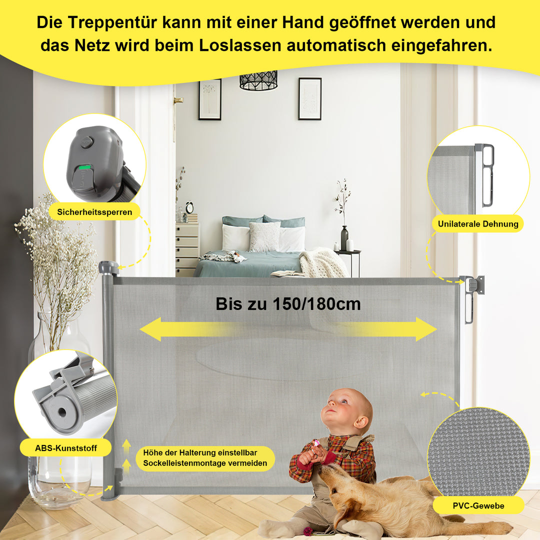 Sonnewelt Treppenschutzgitter Türschutzgitter Ausziehbar 0-150cm/180cm