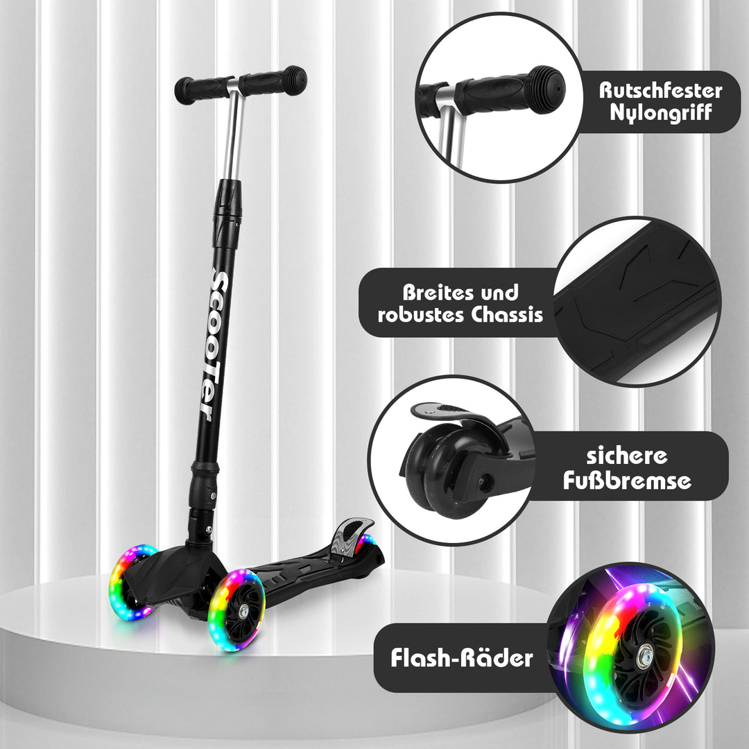 Sonnewelt Children's Scooter Foldable with LED Luminous Wheels