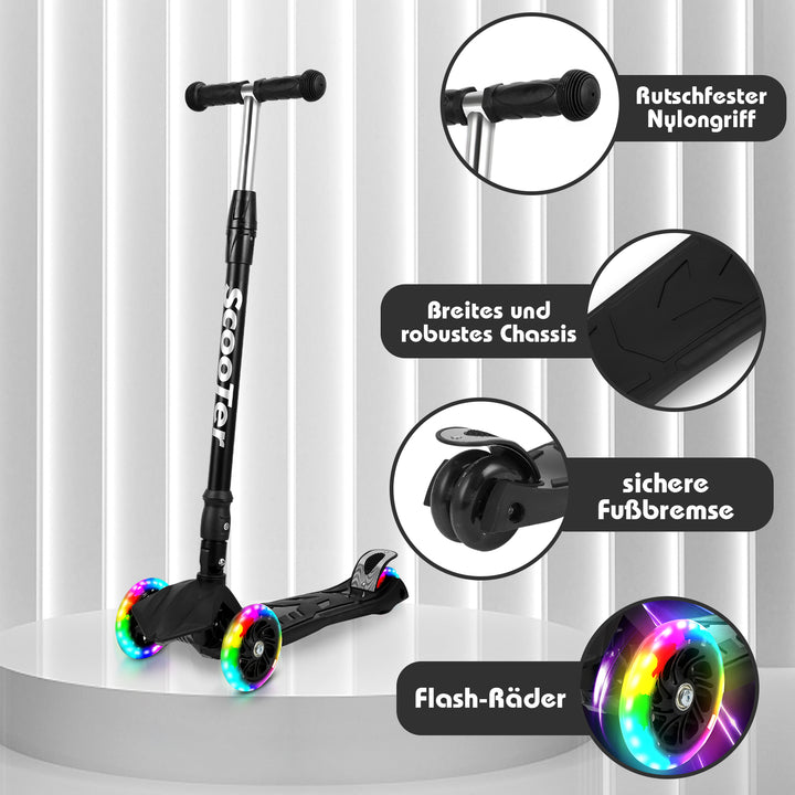 Sonnewelt Children's Scooter Foldable with LED Luminous Wheels