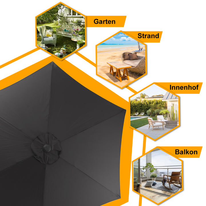 Sonnewelt Sonnenschirm 2.7m Winkelverstellbar mit/ohne LED
