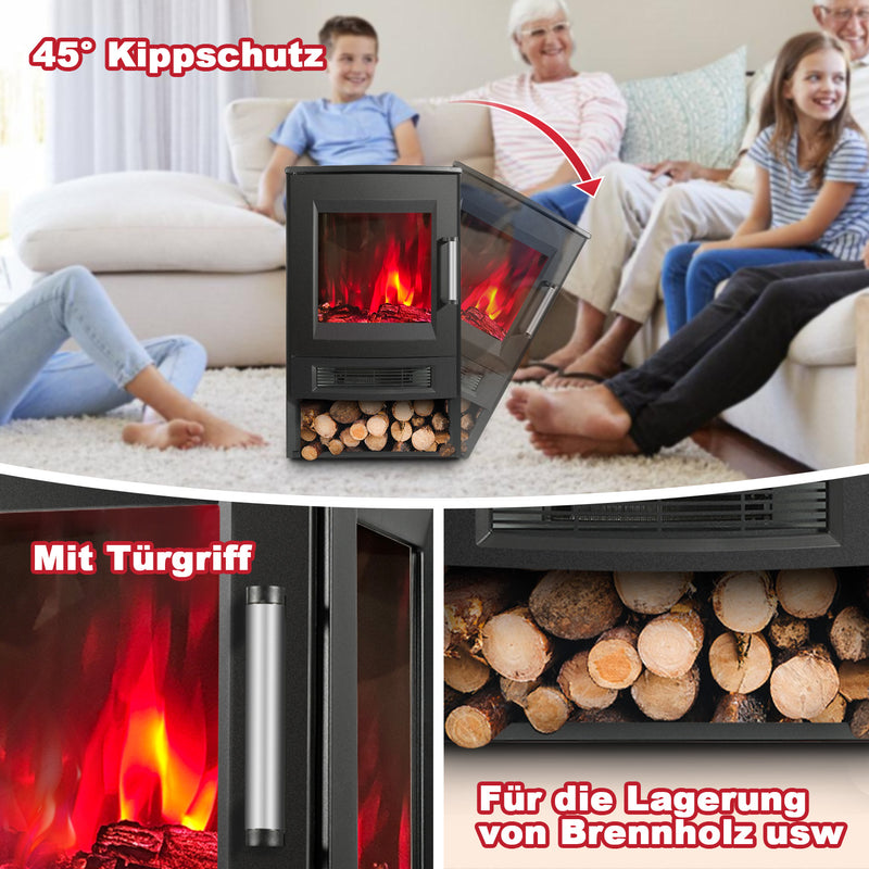Sonnewelt Elektrokamin mit LED Flammenm WiFi Fernbedienung 900W/1800W
