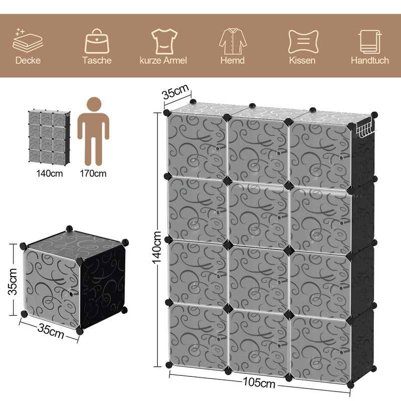 Sonnewelt Multifunktionaler Kleiderschrank mit Haken und Kleiderbügel