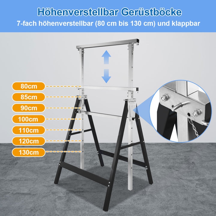 Sonnewelt 2x scaffolding trestle folding trestle 7-way height adjustable