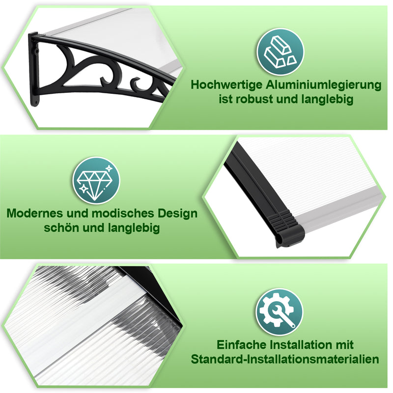 Sonnewelt Vordach für Haustür Pultbogenvordach Transparent