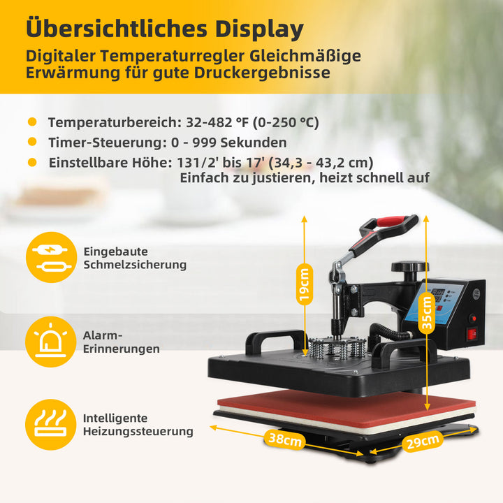 Sonnewelt Transferpresse Hitzepresse 8 IN 1 1250W