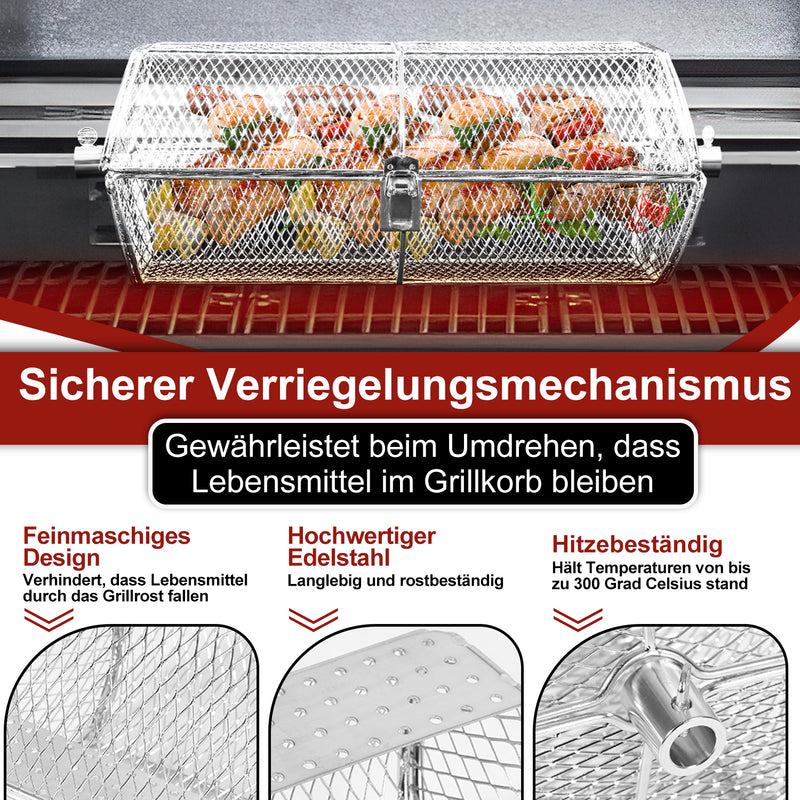 Sonnewelt Grillkorb Grillkorb Edelstahl für Drehspieß