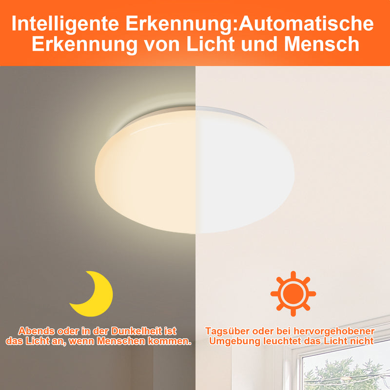 Sonnewelt LED Deckenlampe mit Bewegungsmelder 12W Warmweiß