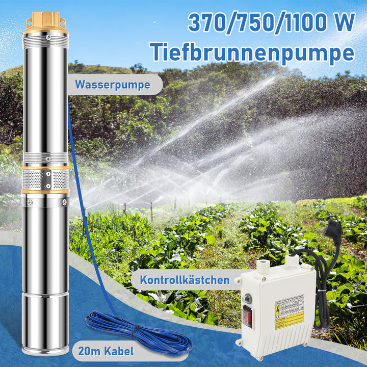 Sonnewelt Tiefbrunnenpumpe für Gartenbewässerung Edelstahl