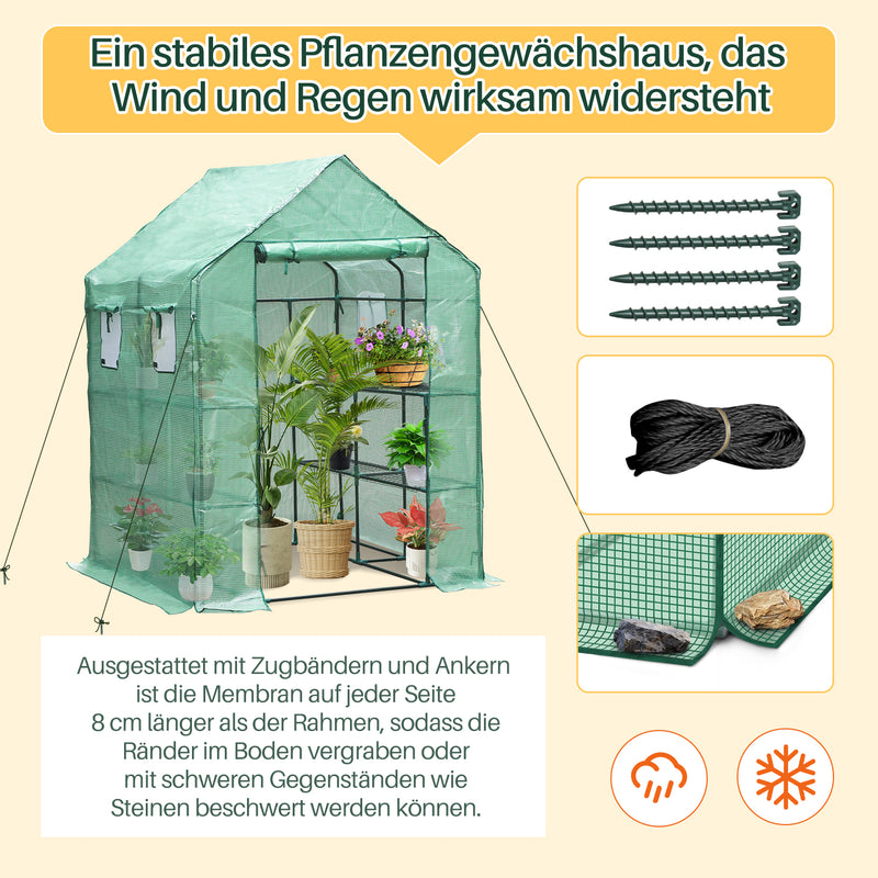 Sonnewelt Foliengewächshaus Gewächshaus mit Regalen