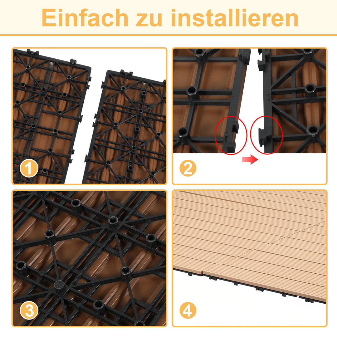 Sonnewelt WPC Terrassenfliesen Klickfliese 30x60cm 6stk