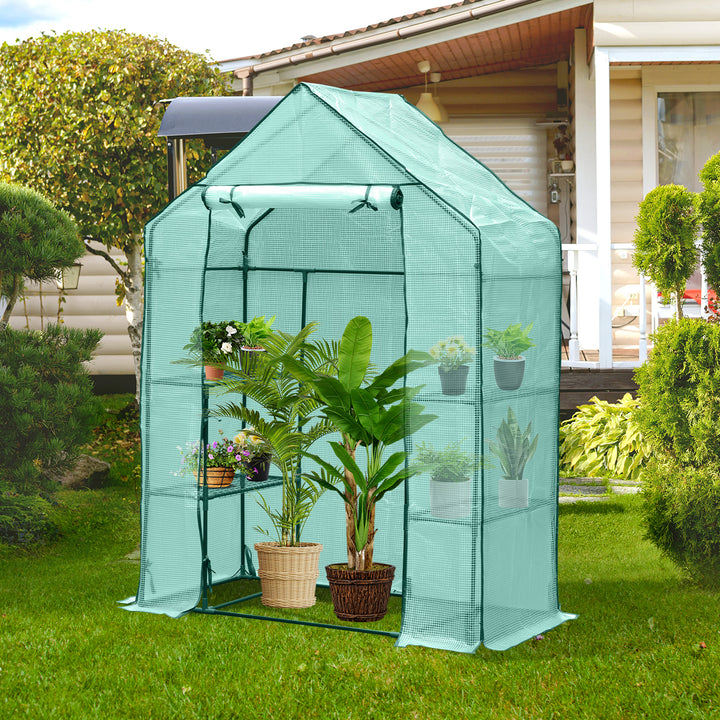 Sonnewelt foil greenhouse greenhouse with shelves