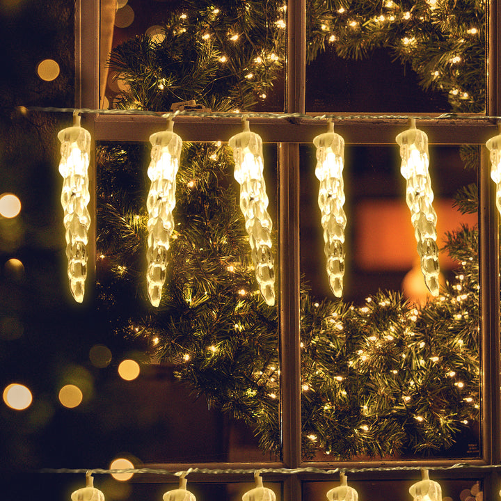 Sonnewelt Solar Icicle Fairy Lights with Remote Control 10m
