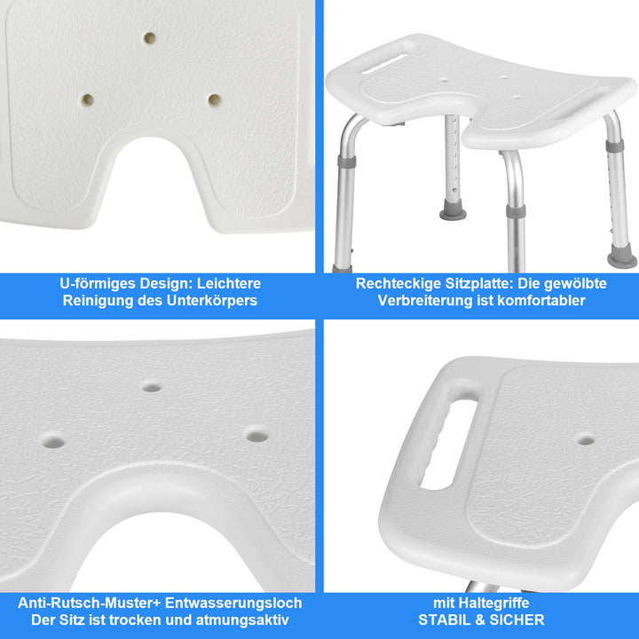 Sonnewelt Shower Stool Height Adjustable U-Type Aluminum