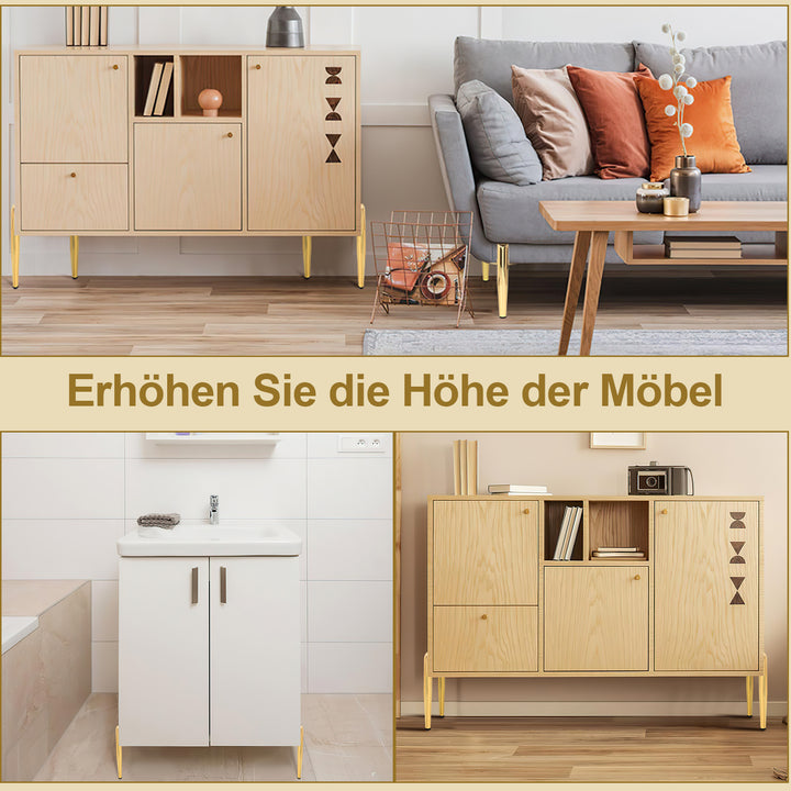 Sonnewelt Set of 4 Metal Furniture Feet Cabinet Feet Gold