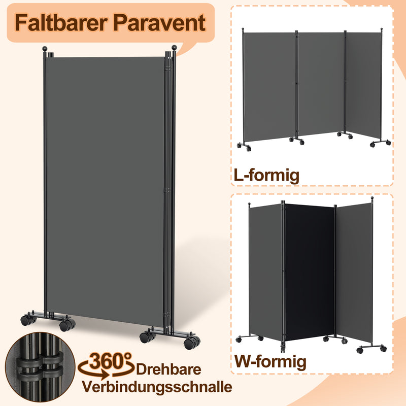 Sonnewelt Paravent Raumteiler 1/3/4/5 Teilig Trennwand mit Rollen