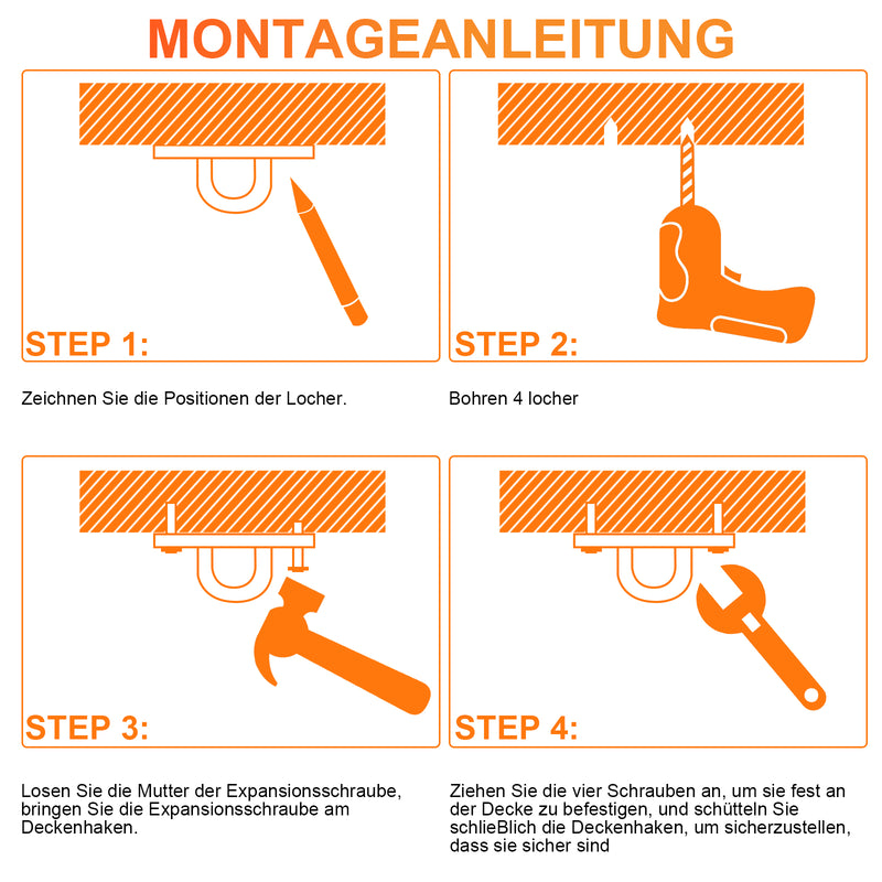 Sonnewelt 2 Stück Deckenhaken Edelstahl