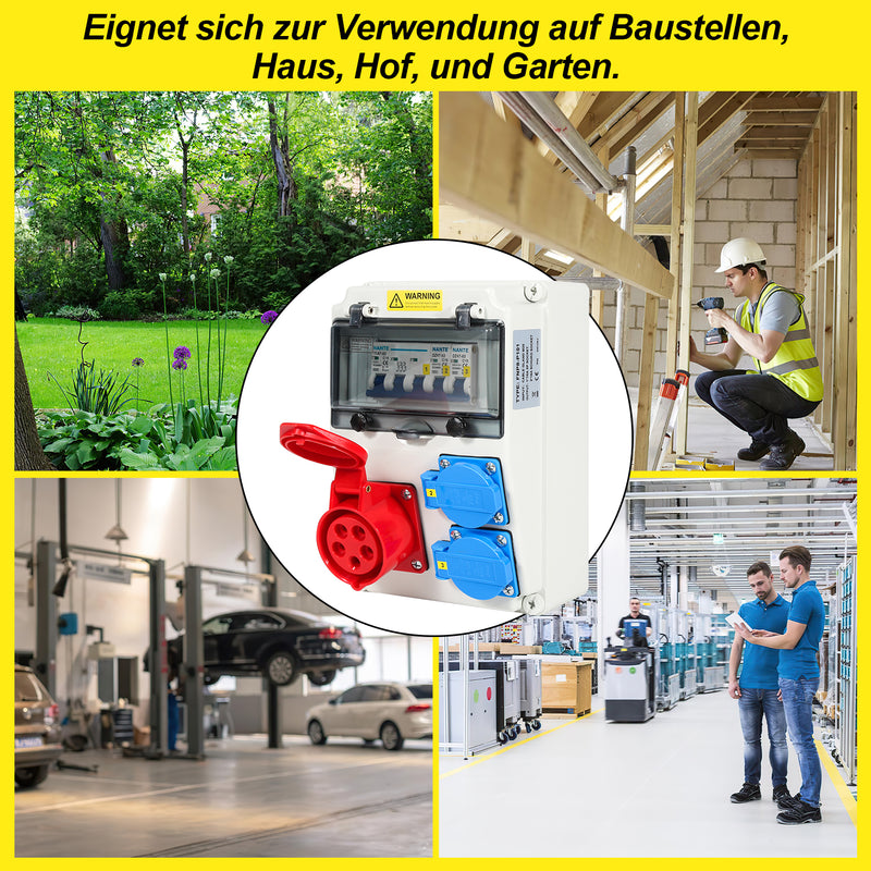 Sonnewelt Wandverteiler 2xSchuko-Steckdose und CEE-Steckdose 16A