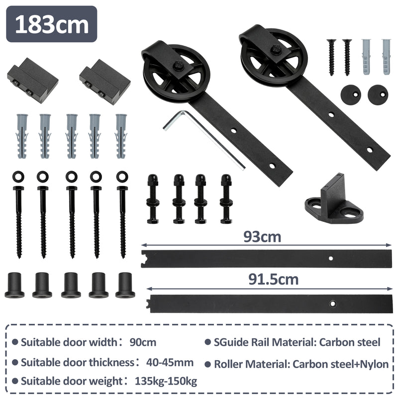 Sonnewelt Schiebetürbeschlag Set Schiebetürsystem 152cm/183cm/200cm/244cm/363cm