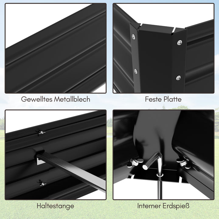 Sonnewelt Metall Hochbeete Hochbeete-Kit mit Stützstangen für Garten