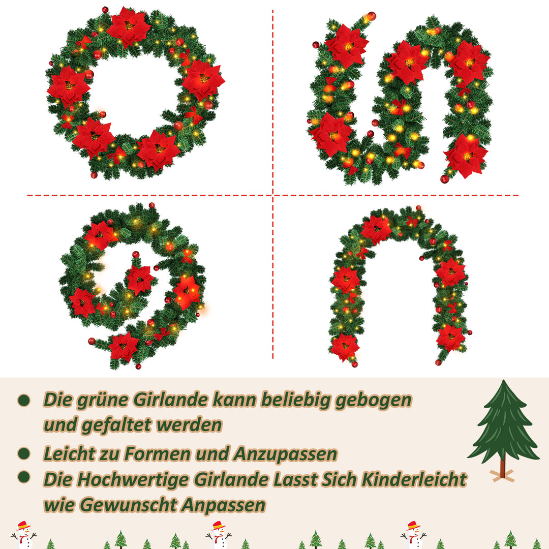 Sonnewelt Weihnachtsgirlande 2.7m mit Blumen