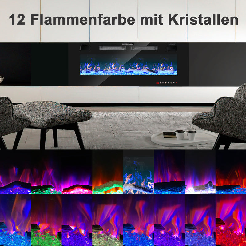 Sonnewelt Elektrokamin Wandkamin Einstellbarer Thermostat 750w/1500w