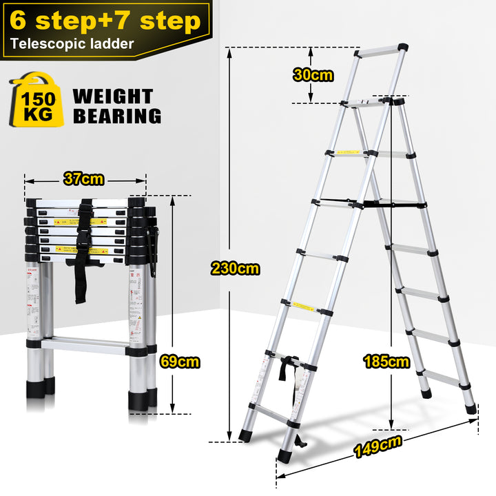 Sonnewelt telescopic ladder folding ladder A-frame