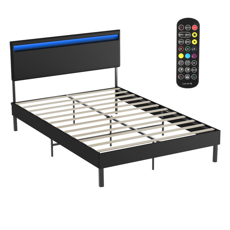 Sonnewelt Polsterbett Bettgestell mit Kopfteil Leder LED-Beleuchtung