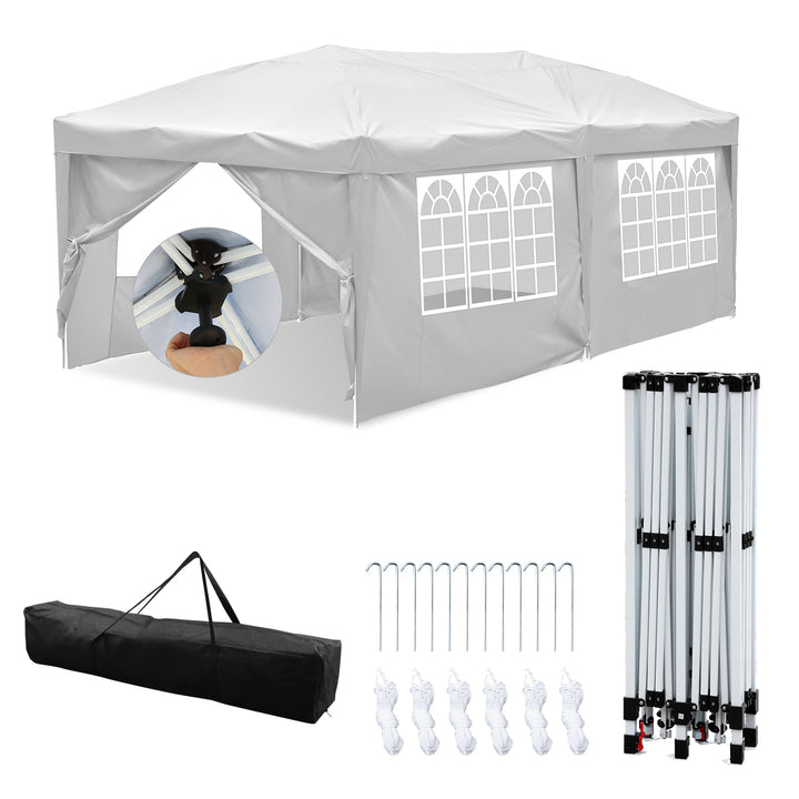 Sonnewelt Pop-Up Pavillon Gazebo mit Zentralverriegelung 3x6m mit Seiten