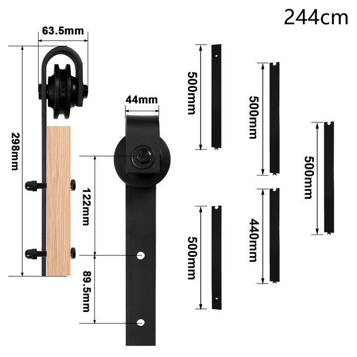 Sonnewelt Schiebetürbeschlag Set Schiebetürsystem 152cm/183cm/200cm/244cm/363cm