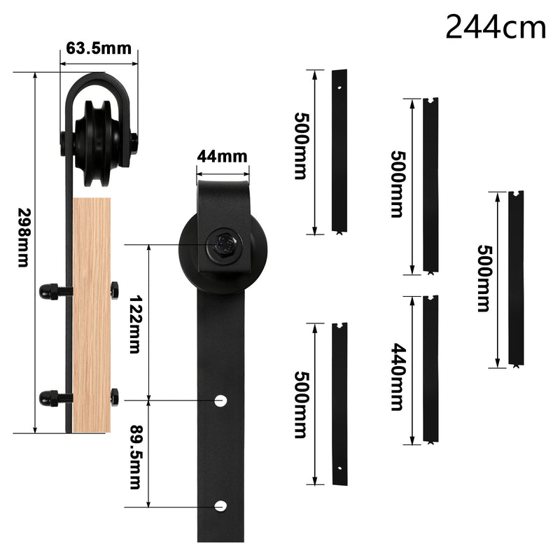 Sonnewelt Schiebetürbeschlag Set Schiebetürsystem 152cm/183cm/200cm/244cm/363cm