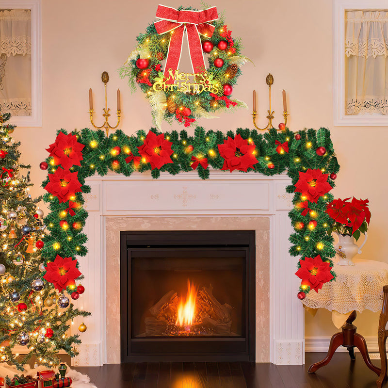 Sonnewelt Weihnachtsgirlande 2.7m mit Blumen