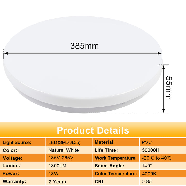 Sonnewelt 18W LED Deckenleuchte Neutralweiß mit Bewegungsmelder